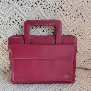 Vtg. Franklin Covey Red 7 Ring Binder Planner Organizer Day One Retract Handles